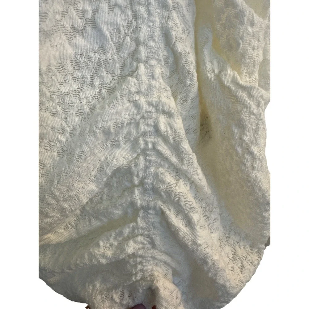 Free People Halter Top Womens M Ivory Gardenia Ruched Cut‎ Out Boho